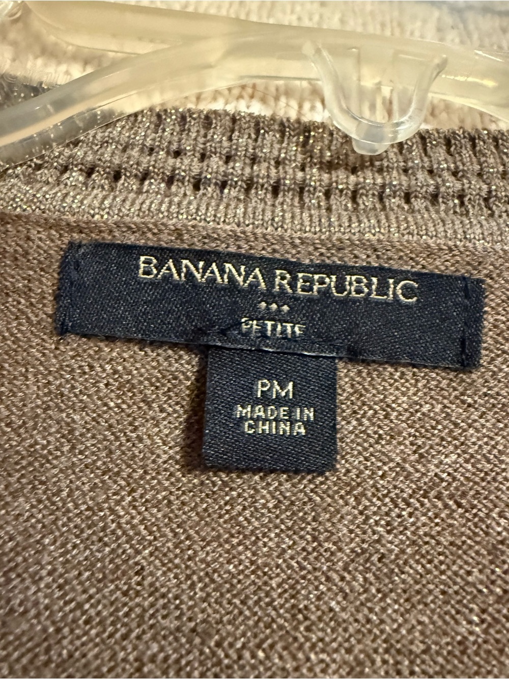 Banana Republic Shimmery Taupe Crewneck Cardigan size petite M - Picture 6 of 8